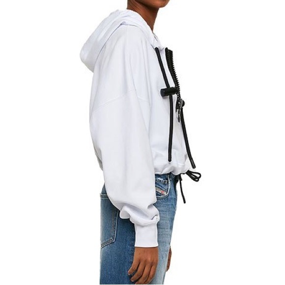 Diesel Chunky Half-zip Cropped Cotton Hoodie in white - Picture 4 of 10